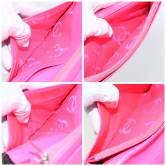 CHANEL Matelasse Cambon Line Long Wallet Calf Skin Black Silver CC Auth 147683 - Picture 16 of 16